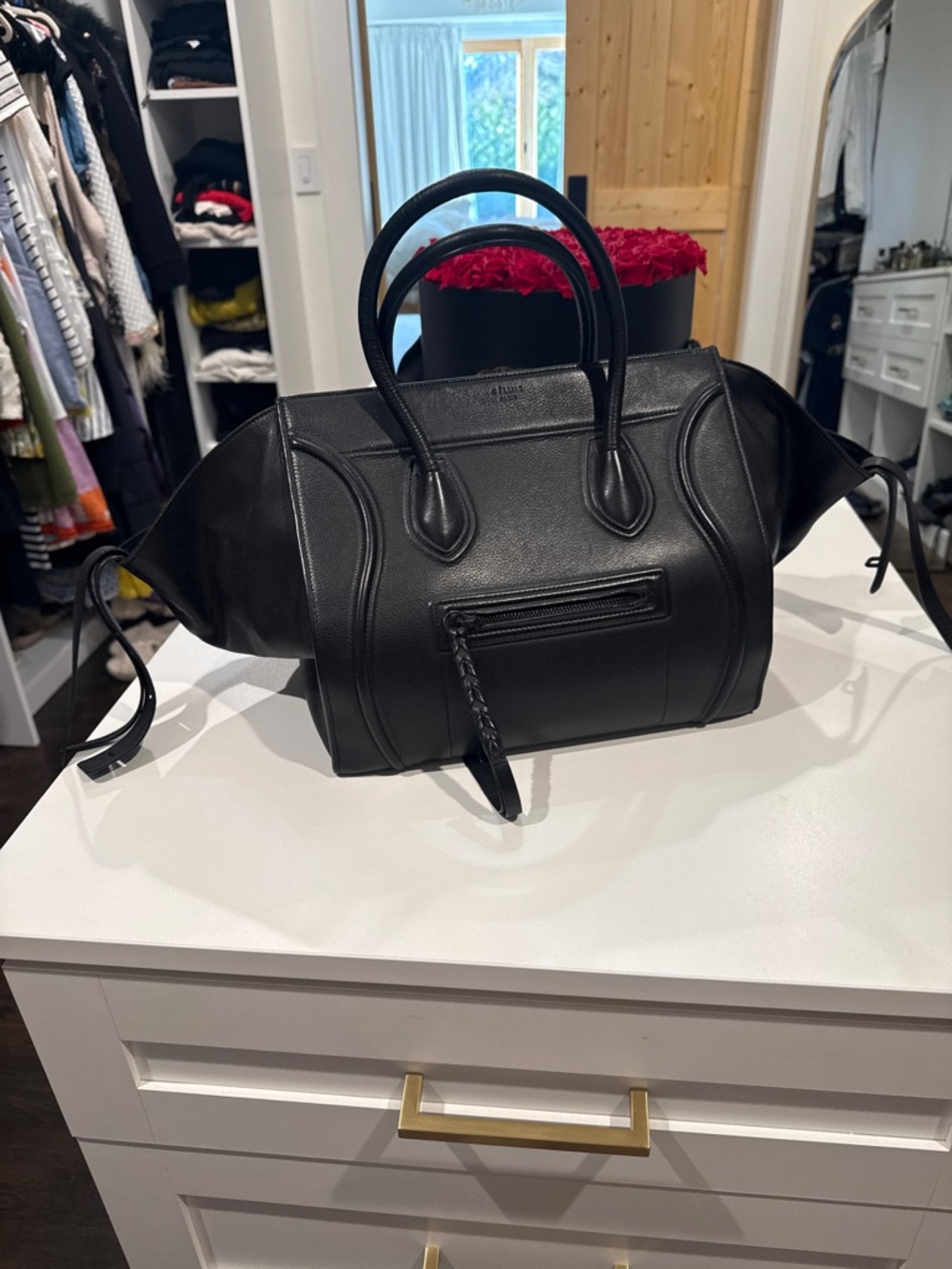 Celine Black Leather Luggage Phantom Tote